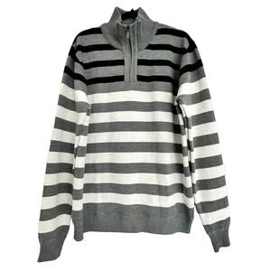 Marx & Dutch Collection Mens Pullover 1/4 Zip Sweater, Ribbed Hem Grey XL